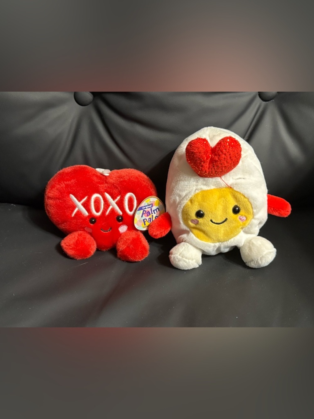 Palm Pals Plush Lot XOXO Heart & Fried Egg Aurora Kawaii Stuffed Toys